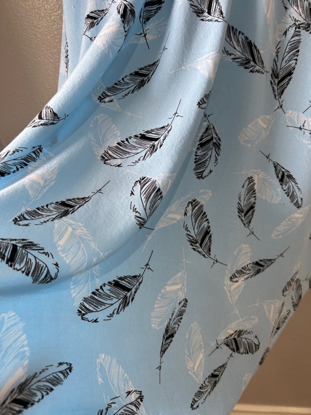 Torrid women’s Light Blue Feather Print V Hem Challis midi Dress plus sz 2 - Picture 7 of 14